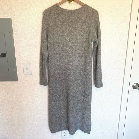 STEFANEL Italian Design Women's Medium Gray Alpaca Blend Tunic Dress Side Slit - Picture 8 of 8